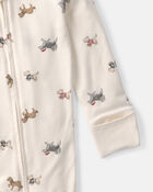 Baby Dog PurelySoft&trade; 2-Way Zip Sleep & Play Pyjamas - Cream, image 3 of 9 slides