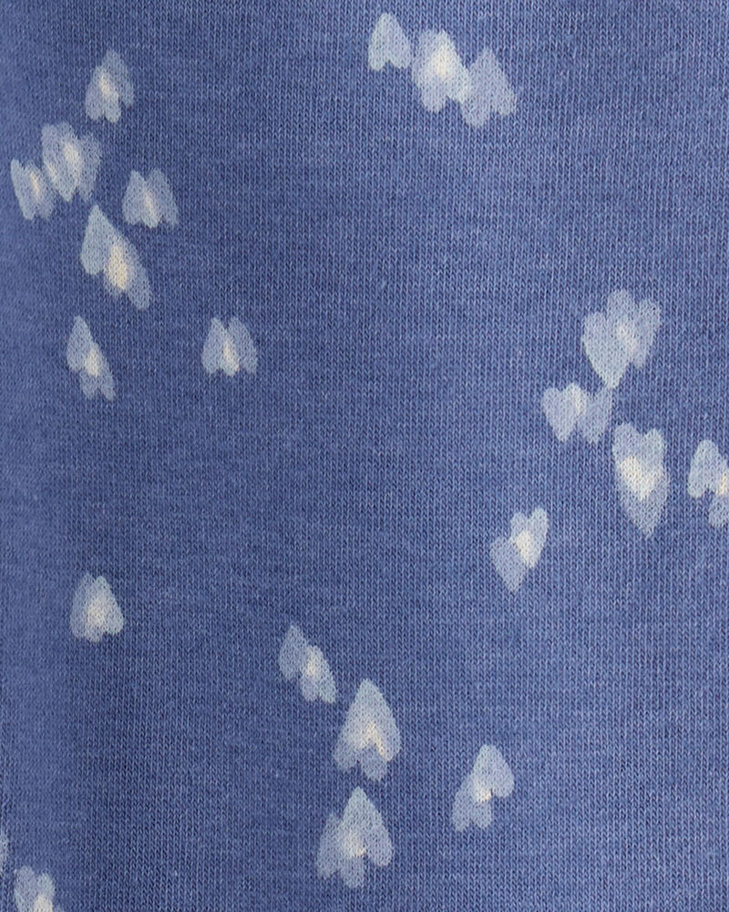 Toddler Girl Heart Print French Terry Drawstring Joggers - Blue, image 3 of 4 slides