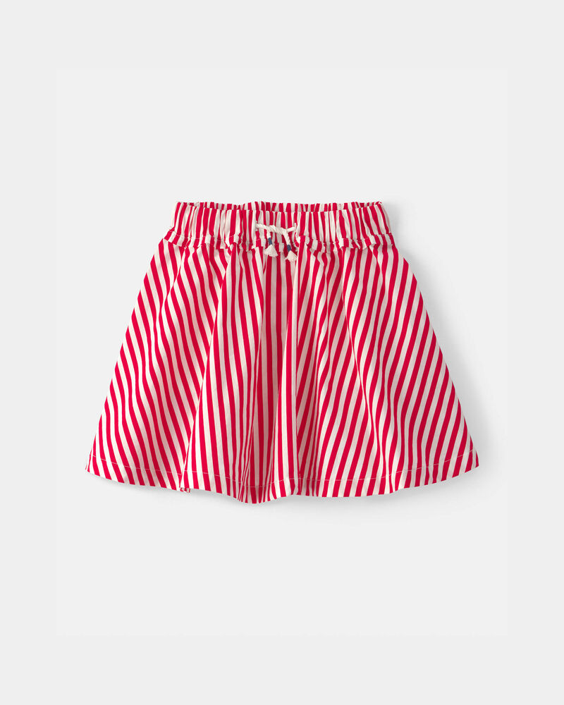 Filles - Jupe-short &agrave; rayures - Rouge/Blanc, image 1 sur 3 diapositives