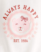 Toddler Girl Always Happy French Terry Short-Sleeve Top - Ivory, image 3 of 4 slides