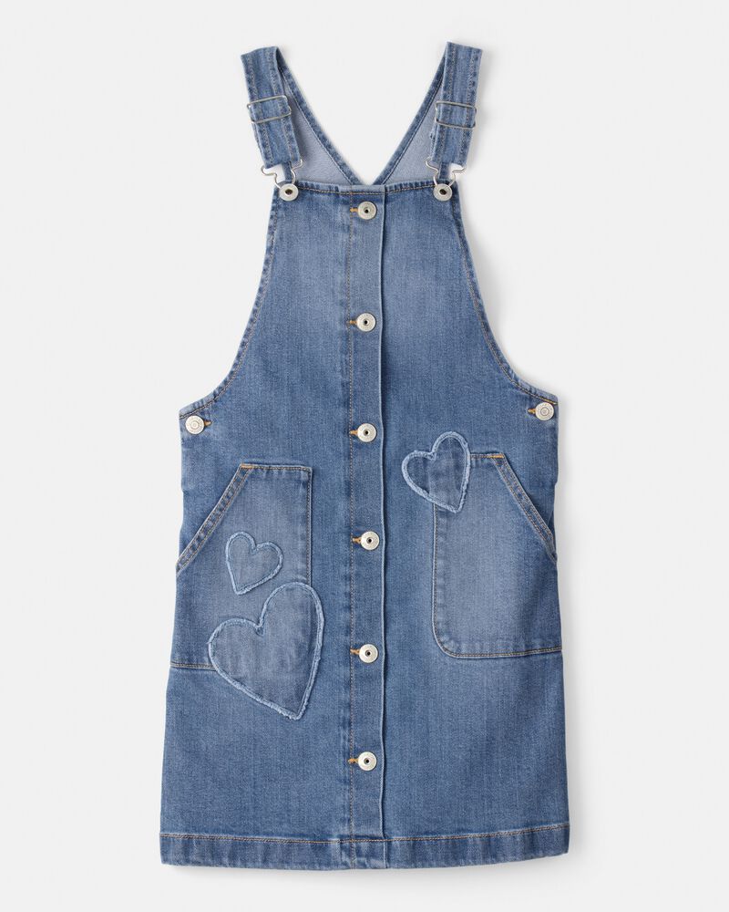 Girls Sleeveless Heart Denim Skirtall - Blue, image 1 of 5 slides