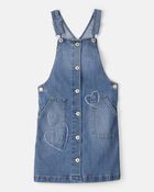 Girls Sleeveless Heart Denim Skirtall - Blue, image 1 of 5 slides