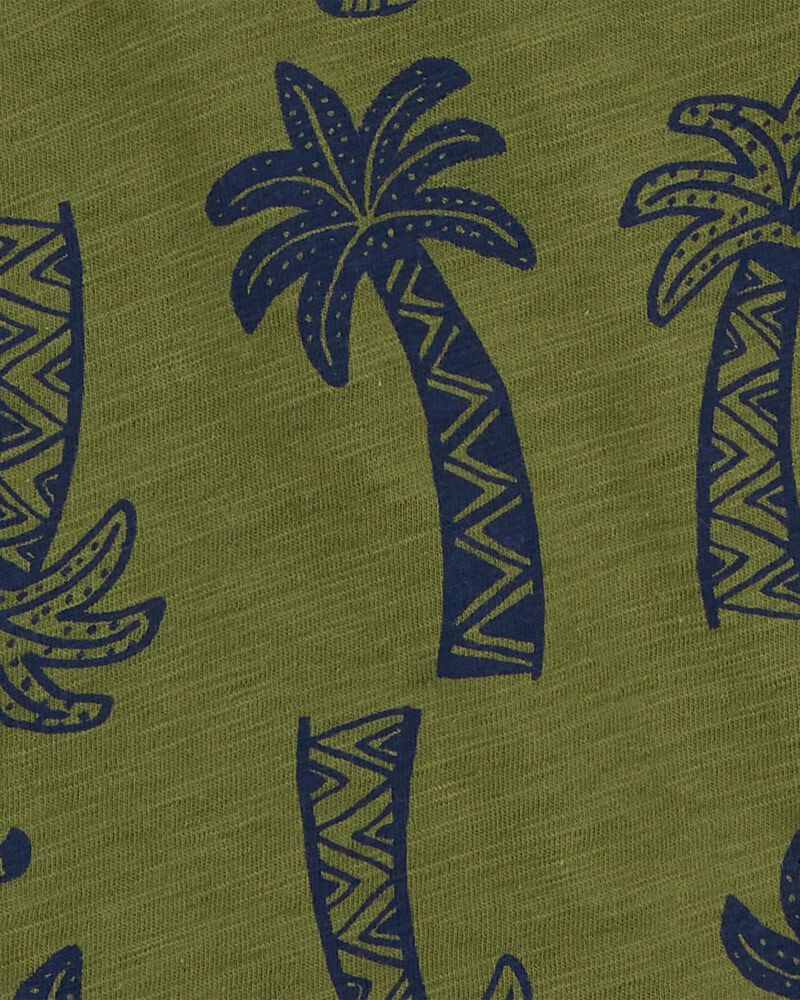 Toddler Boy Green Tropical Button Down Shirt, image 2 of 3 slides
