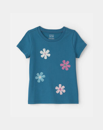 Tout-petit fille - T-shirt &agrave; imprim&eacute; de fleurs - Bleu, 
