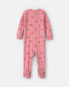 Toddler Girl 1-Piece Bows 100% Cotton Snug Fit Footed Pyjama - Pink, image 2 of 5 slides