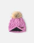 Tout-petit fille - Tuque &agrave; points torsad&eacute;s et c&oelig;urs Kombi - Rose, image 2 sur 3 diapositives
