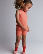 Toddler Girl Ribbed Playtime Tank - Coral, image 4 of 5 slides