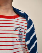 Boys Nautical Striped Graphic Tee - Red/Ivory, image 2 of 5 slides