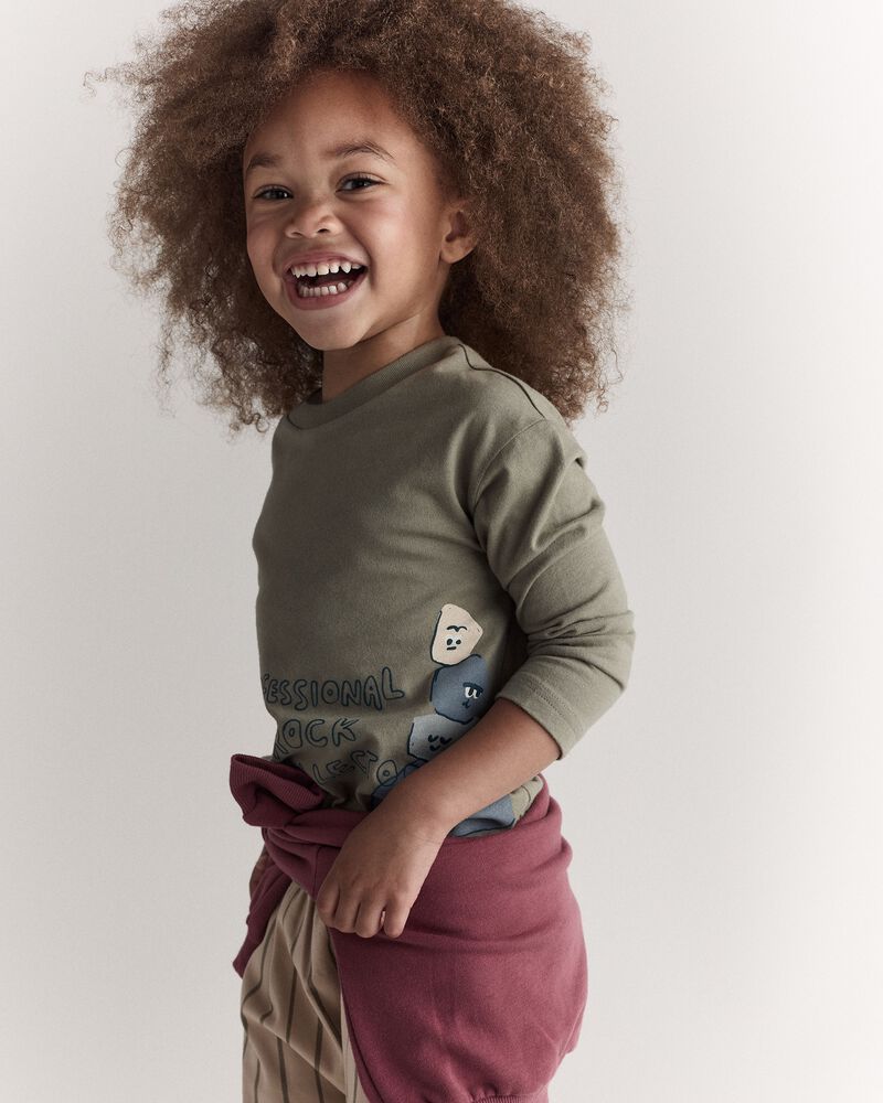 Toddler Rock Collector Long-Sleeve Relaxed Graphic Tee - Olive, image 5 of 7 slides