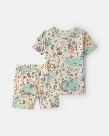 Toddler Girl 2-Piece 100% Cotton 'Beach Monster' Pyjama Set, 