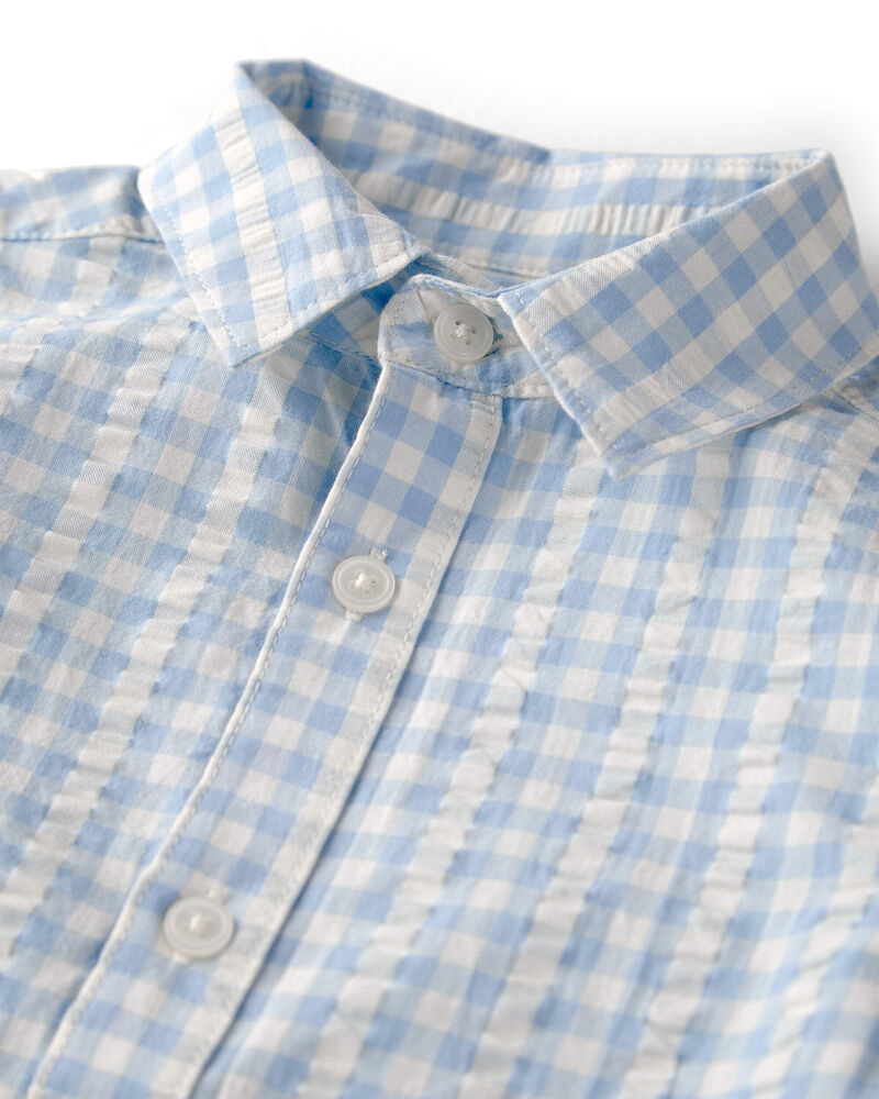 Toddler Boy Gingham Button-Front Shirt Made with Organic Cotton , image 2 of 4 slides