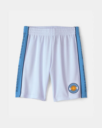 Kid Umbro Argentina Mesh Soccer Shorts - Light Blue/White, 