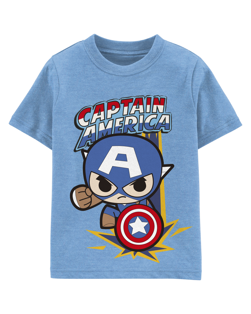 Toddler Marvel™ Captain America Short-Sleeve Graphic Tee - Blue, image 1 of 2 slides