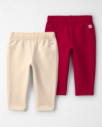Baby Girl 2-Pack Fleece Leggings Made with Organic Cotton, 
