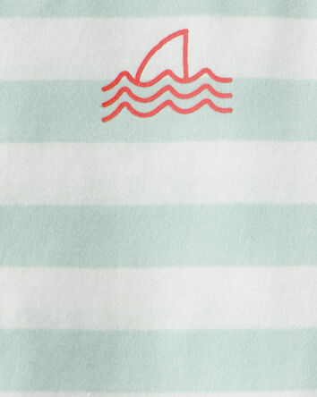 Toddler Boy 2-Piece Shark Striped Top & Short Set - Blue/Ivory, 