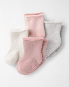 B&eacute;b&eacute; fille - Emballage de 4 paires de chaussettes antid&eacute;rapantes faites de coton biologique, image 1 sur 2 diapositives