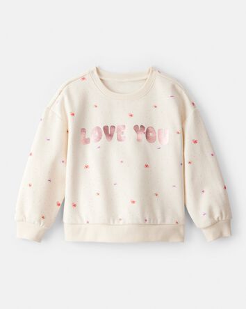Toddler Girl DayDream Fleece Heart Long-Sleeve Pullover Sweatshirt - Ivory, 