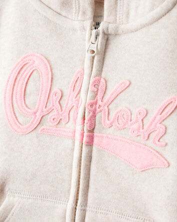 Baby Girl Solid French Terry Hooded Jacket, 