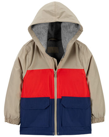 Fleece-Lined Colourblock Rain Jacket, 