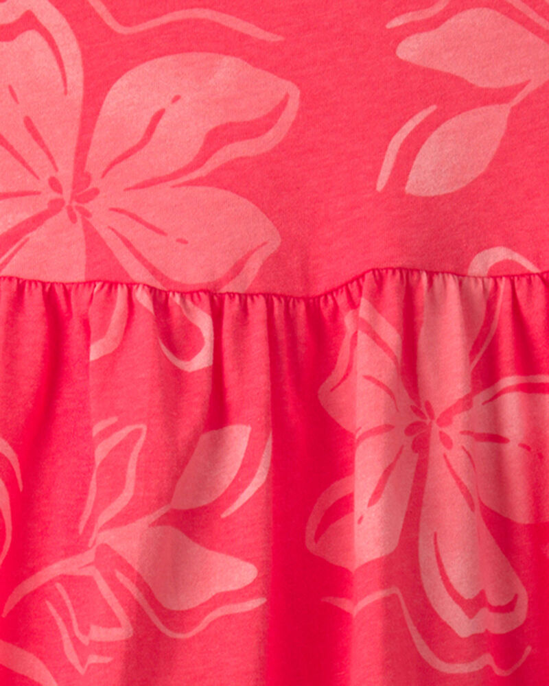 Toddler Girl Tropical Floral Sleeveless Dress - Coral, image 3 of 4 slides