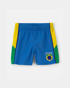 Tout-petit - Short de soccer en maille Umbro du Br&eacute;sil - Bleu/Jaune/Vert, image 1 sur 8 diapositives