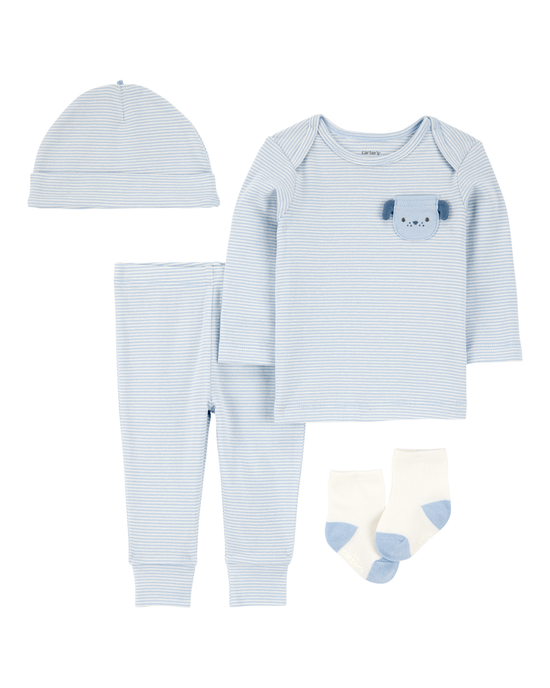 Baby 4-Piece Puppy Print Outfit Set, image 1 of 5 slides