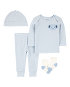 Baby 4-Piece Puppy Print Outfit Set, image 1 of 5 slides