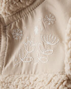 Baby Girl Embroidered Sherpa Long-Sleeve Jumpsuit - Brown, image 2 of 4 slides