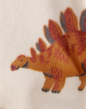 Tout-petit gar&ccedil;on - Pyjamas 1 pi&egrave;ce &agrave; manches longues avec fermeture &eacute;clair 2 voies DreamPlush ajustement confortable imprim&eacute; de dinosaures - Blanc, 