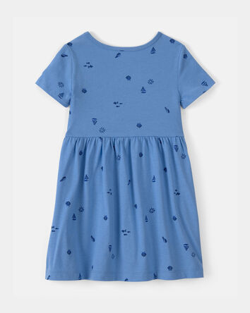 Tout-petit fille - Robe &agrave; manches courtes, coquillages - Bleu, 