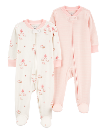 Baby 2-Pack 2-Way Zip Cotton Sleepers, 