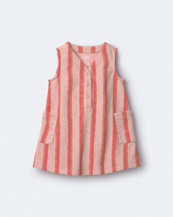 Tout-petit fille - Robe &agrave; poches &agrave; rayures - Orange, 