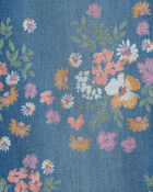 Girls Floral Denim Wide-Leg Jeans - Medium Wash, image 3 of 4 slides