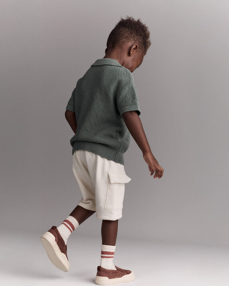 Toddler Boy Cargo Short with Pockets - Cream, image 4 of 7 slides