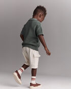 Toddler Boy Cargo Short with Pockets - Cream, image 4 of 7 slides