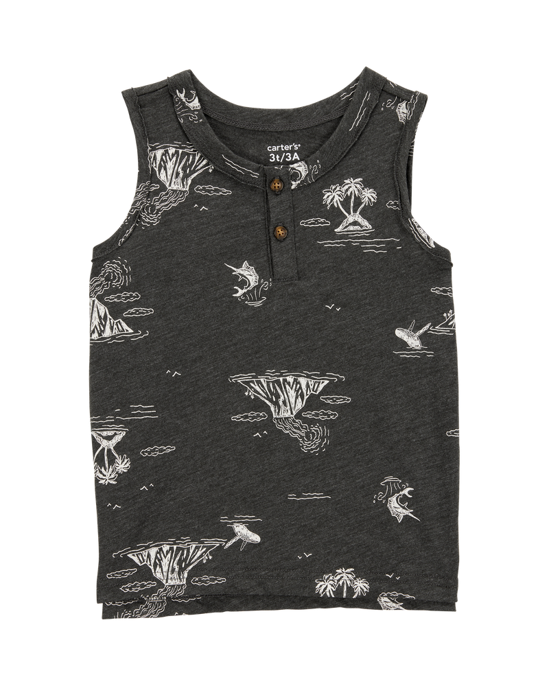 Toddler Sea Print Sleeveless Slub Jersey Tank, image 1 of 3 slides