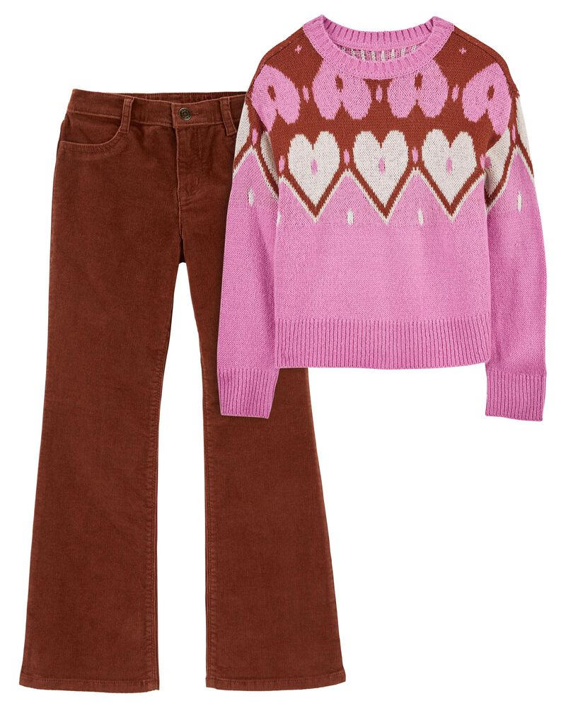 Multi Kid 2-Piece Mohair-Like Sweater & Corduroy Flare Pants