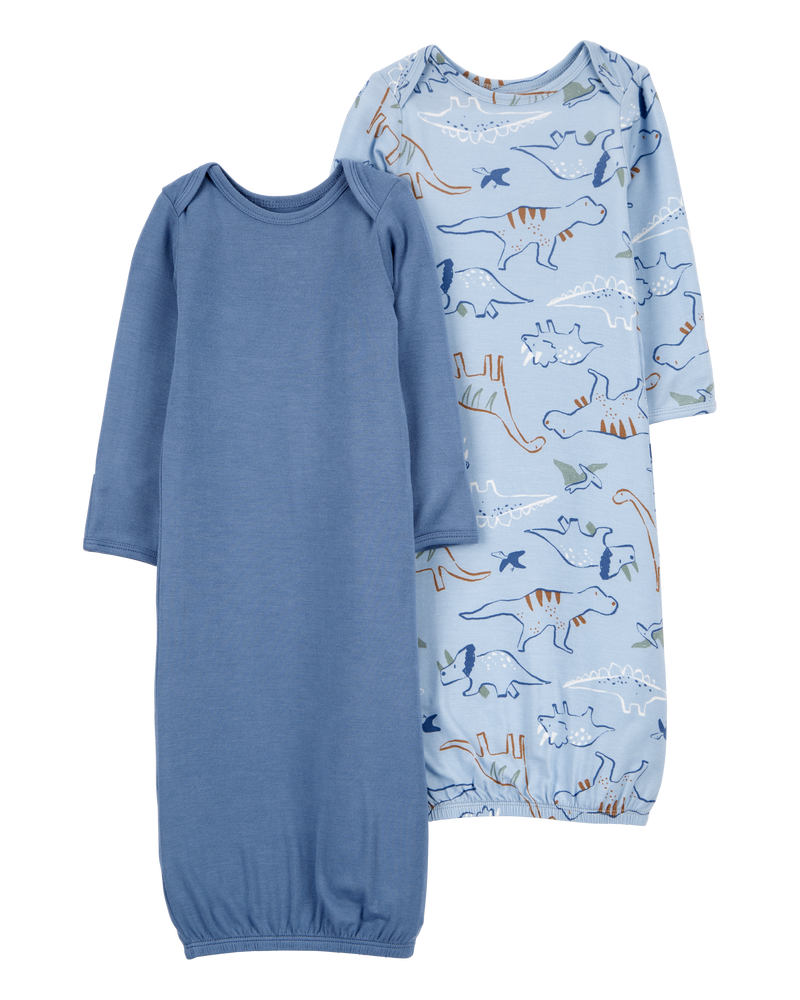 Baby 2-Pack Dinosaur PurelySoft Gown Set, image 1 of 7 slides