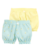 Baby 2-Pack Pull-On Shorts - Blue/Yellow, image 1 of 4 slides