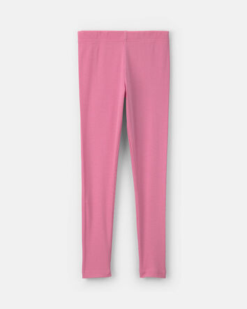 Girls Pull-On Stretch Rib Leggings - Pink, 