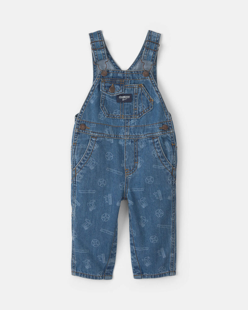 Baby Logo Denim Overalls - Light Wash, image 1 of 4 slides