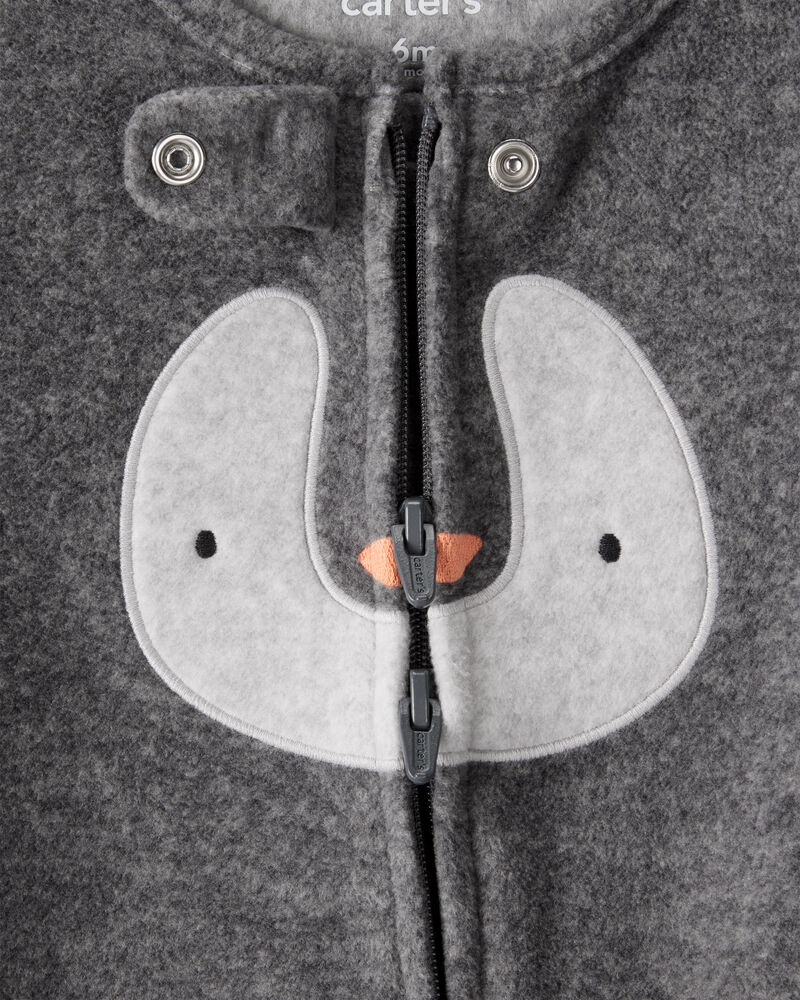 Baby Penguin Loose Fit Sleeper - Grey, image 3 of 4 slides