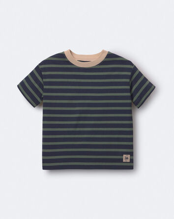 Toddler Boy Relaxed Tee in Stripes - Navy/Beige, 