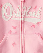 Baby Butterfly Print French Terry Hooded Jacket - Pink, image 3 of 4 slides