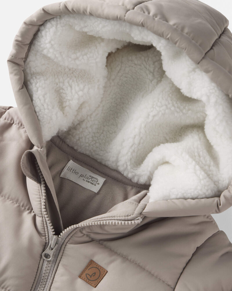 Baby 1-Piece Teddy Fleece Snowsuit Made with Recycled Materials, image 3 of 4 slides