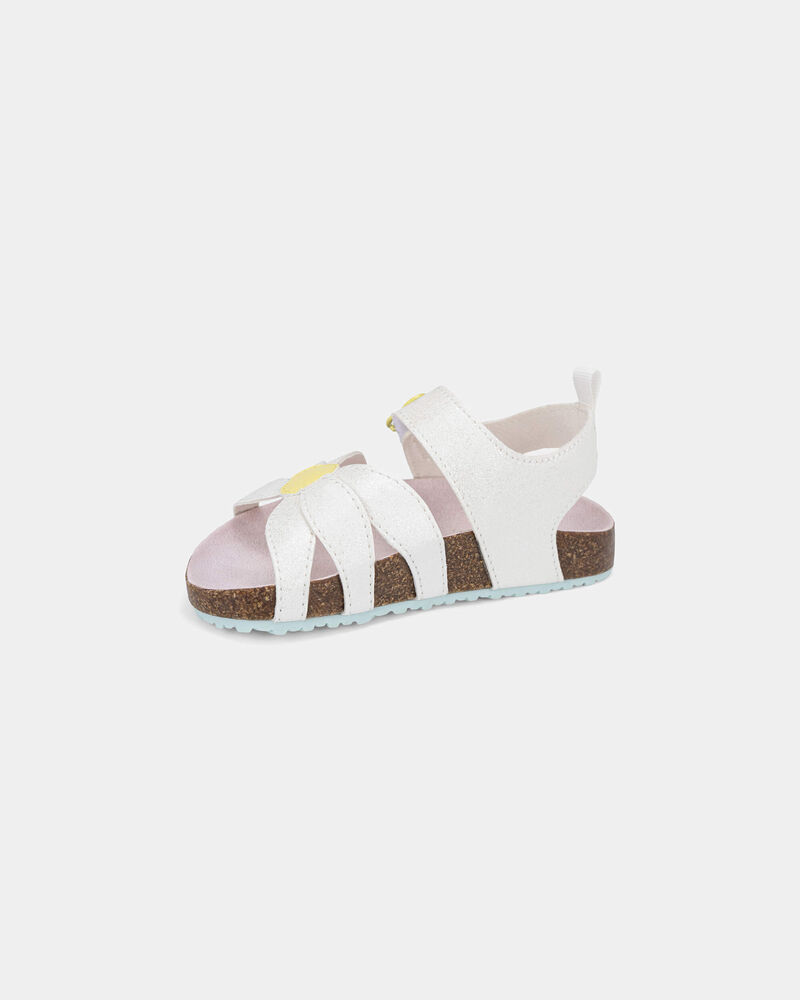 Toddler Girl Flower Sandals - White, image 6 of 6 slides