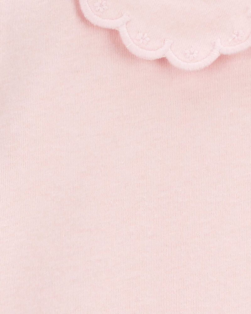 Haut &agrave; manches courtes &agrave; encolure festonn&eacute;e pour toutes-petites - Rose, image 2 sur 2 diapositives