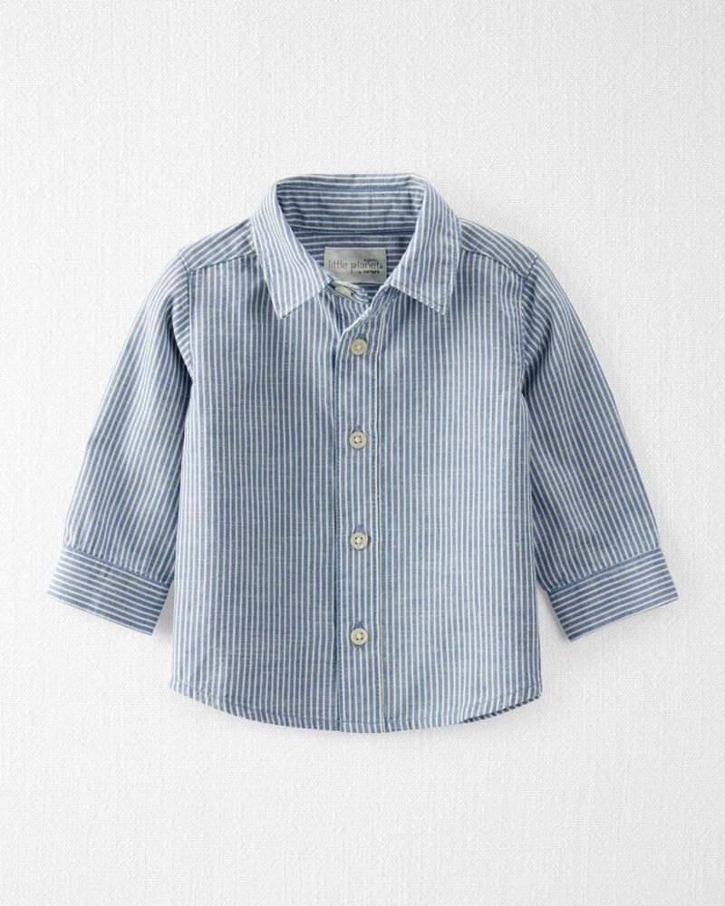 Bébé garçon - Chemise boutonnée fabriquée à partir de lin et de coton biologique, image 1 sur 5 diapositives