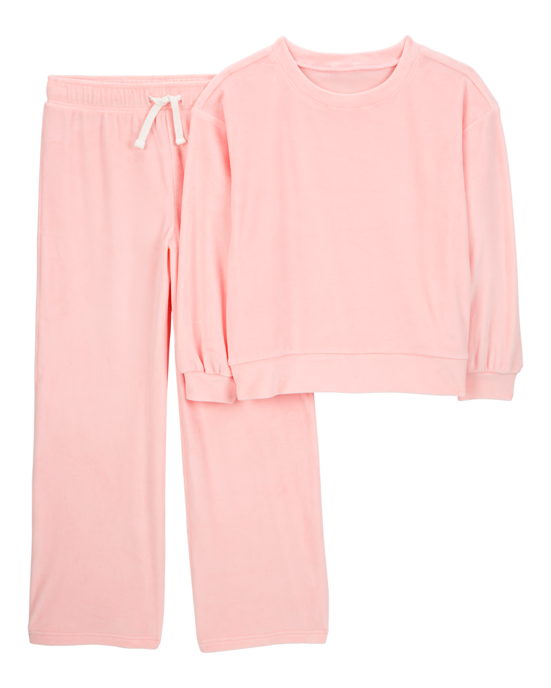 Pink Kid 2 Piece Velour Sweater Pant Set Carter s Oshkosh Canada