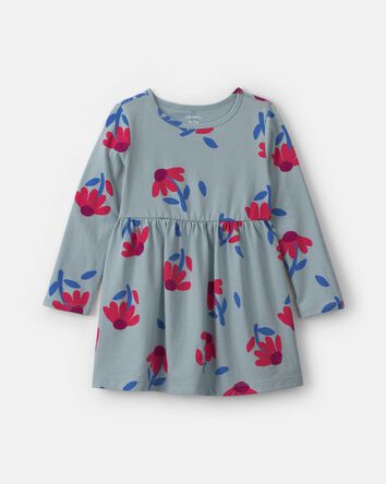 Toddler Girl Floral Long-Sleeve Dress - Blue, 